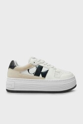 Calvin Klein Logolu Deri Kadın Sneaker Ayakkabı YW0YW014820LD White-Black