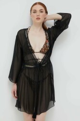 Guess Leopar Desenli Kimono Bağlamalı Pareo E3GK06WE550 Siyah