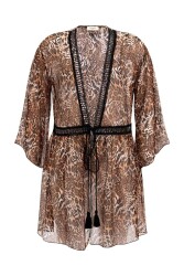 Guess Leopar Desenli Kimono Bağlamalı Pareo E3GK06WE550 Leopar