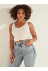 Guess Sleeveless Kadın Triko Askılı Boddy W1GR10R2UJ0 Beyaz