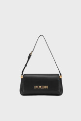 Love Moschino Kadın Ayarlanabilir Omuz Askılı Manyetik Tutturuculu Kabartmalı Logolu Siyah Omuz Çantası JC4058PP0MLO0000 Nero