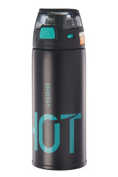 Shotay Şeffaf Kapak Termos Unisex Matara 530 Ml. SHT-ST-8137-2 Siyah
