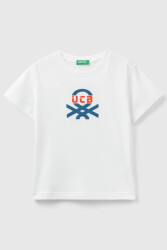 Unıted Colors Of Benetton Erkek Bebek Tshirt 3I1XG10EH Beyaz Baskılı