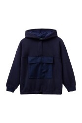 United Colors of Benetton Erkek Çocuk Kanguru Sweatshirt 3EB5C503A LACİVERT