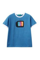 United Colors Of Benetton Erkek Çocuk Tshirt 3096C10HI MAVİ