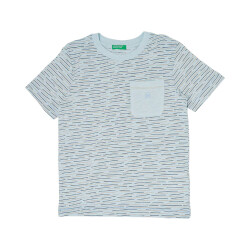 Unıted Colors Of Benetton Erkek Çocuk Tshirt 362PC10HL AÇIK MAVİ