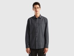 United Colors of Benetton Erkek Oxford Gömlek 5XODUQ02K Siyah