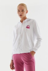 United Colors of Benetton Kadın Kapüşonlu Sweatshirt BNT-W20702 Beyaz