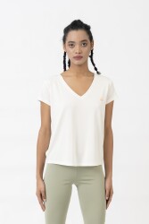 United Colors Of Benetton Kadın Tshirt BNT-W20987 Ekru