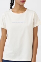 United Colors Of Benetton Kadın Tshirt BNT-W21012 Ekru