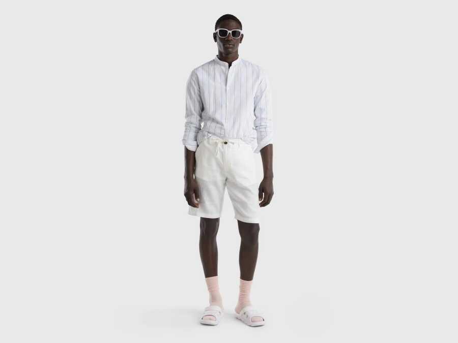 Unıted Colors Of Benetton Keten Erkek Şort 4AGH59578 - United Colors Of Benetton 4---0