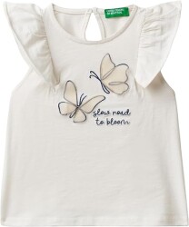 Unıted Colors Of Benetton Kız Bebek Thisrt 3LHAG10EM Ekru