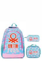 Unıted Colors Of Benetton Kız Çocuk Okul Çanta Set 130141819 Pembe-Turkuaz