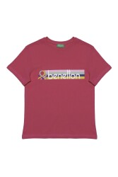 United Colors of Benetton Kız Çocuk T-Shirt BNT-G20490 KOYU PEMBE