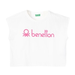 United Colors Of Benetton Kız Çocuk Tshirt BNT-G21223 Beyaz
