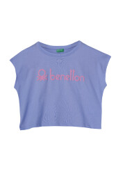 United Colors Of Benetton Kız Çocuk Tshirt BNT-G21223 MAVİ