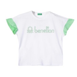 United Colors Of Benetton Kız Çocuk Tshirt BNT-G21225 Beyaz