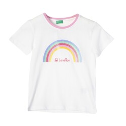 United Colors Of Benetton Kız Çocuk Tshirt BNT-G21237 Beyaz
