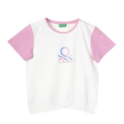 United Colors Of Benetton Kızn Çocuk Tshirt BNT-G21312 Beyaz