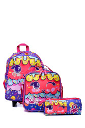 Unıted Colors Of Benetton Tekerlekli Anaokul Sırt Çantası Seti BNT-788183 Mor