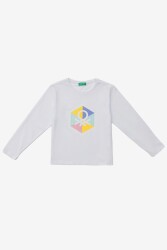 United Colors of Benetton Unisex Sweatshirt BNT-G20795 Beyaz