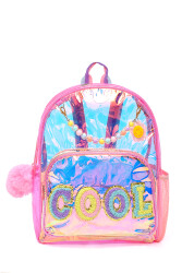 Vest Nakış Kız Çocuk Sırt Çantası Şeffaf VST-CN0021 PEMBE